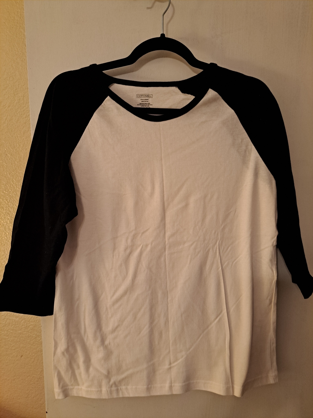 COTTONBALL Classic Black & White Raglan Baseball Tee - Women